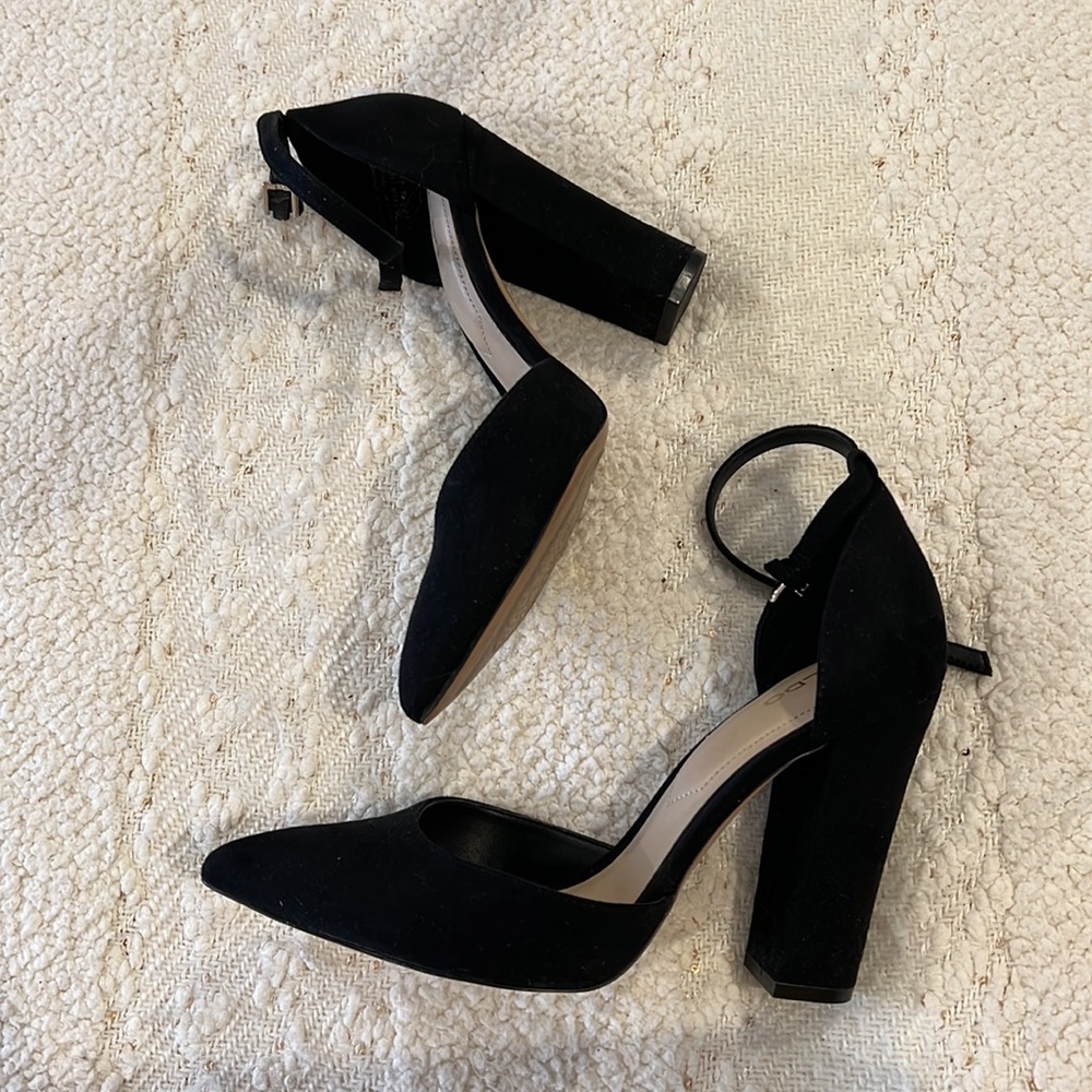 Size 7.5 Aldo Black Ankle Strap Heel